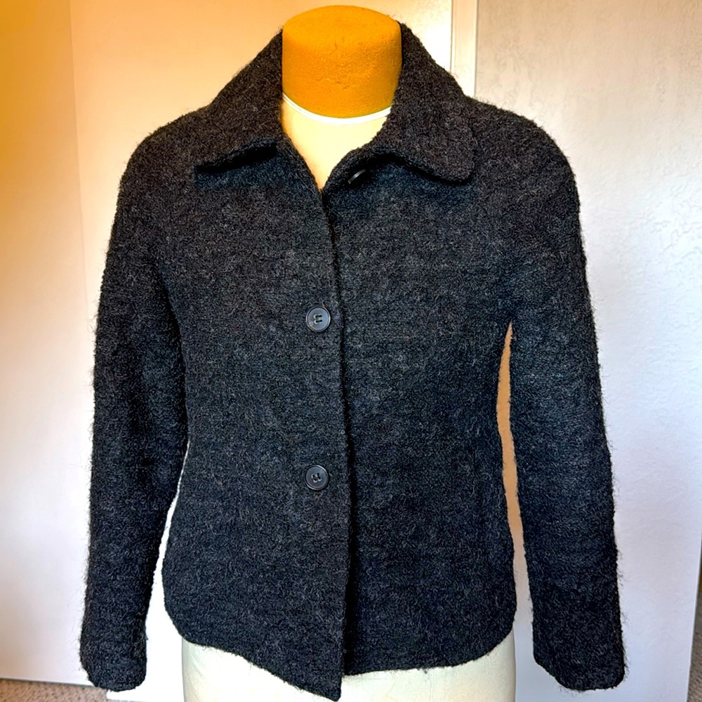 Theory Black Wool Blend 3 Button Yelena B Coat Jacket